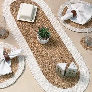 36" Oval Natural and Ivory Jute Runner