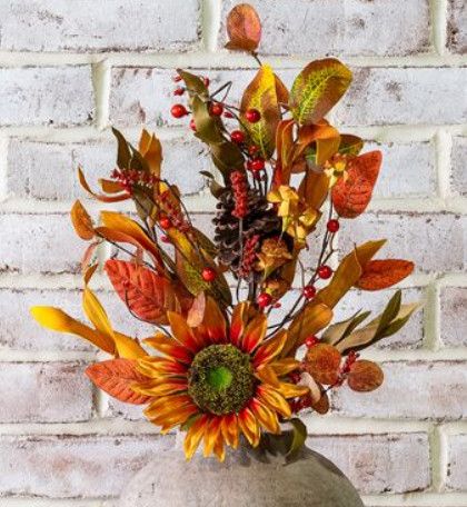 28" Sunflower Pinecone Spray
