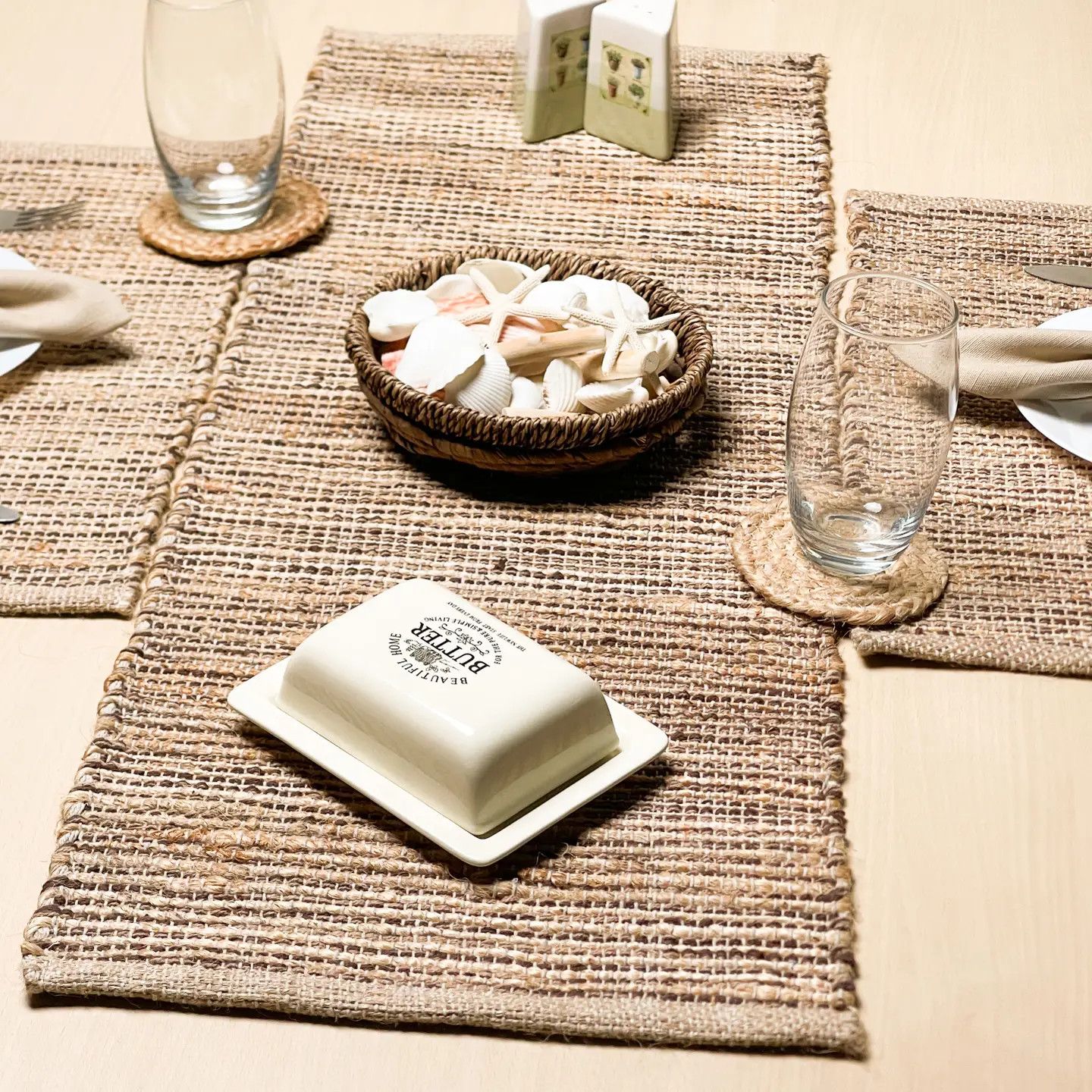 36" Brown and Jute Table Runner