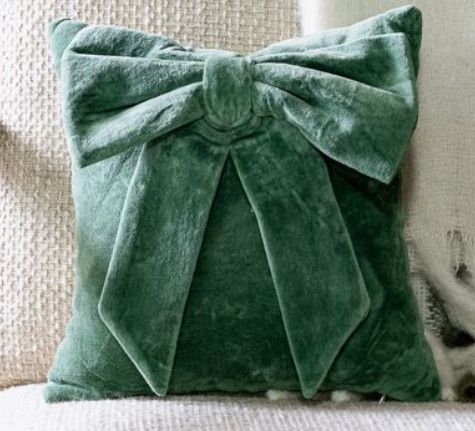 10x10 Green Velvet Bow Pillow