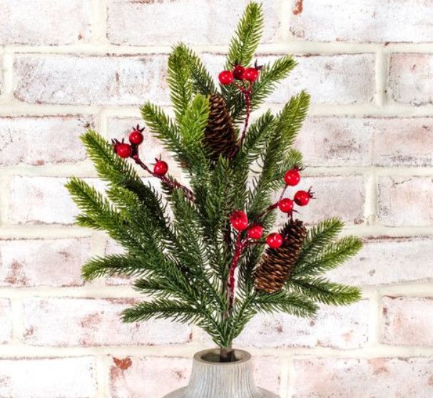 23" Red Berry Spruce Spray