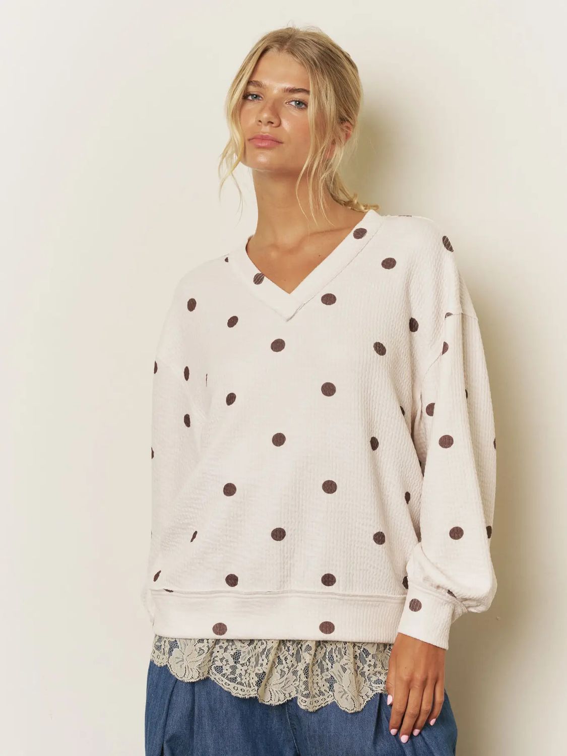 Polka Dot Textured Top