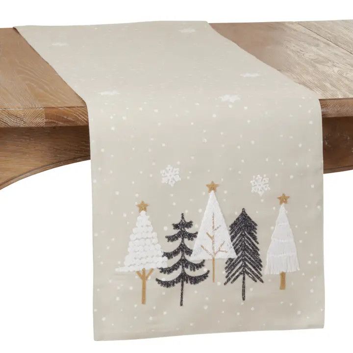 70" Embroidered Christmas Tree Runner