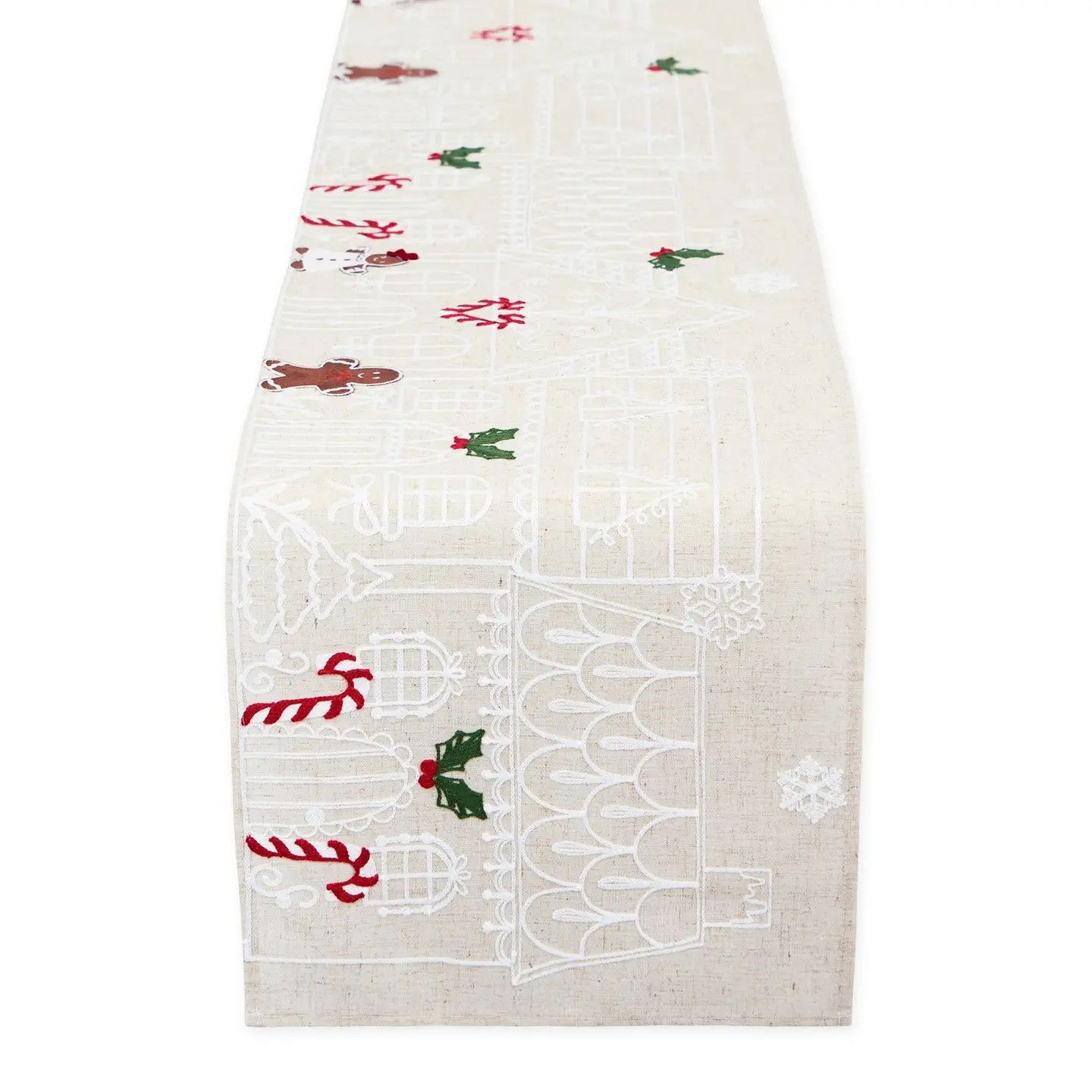 70" Embroidered Gingerbread Runner