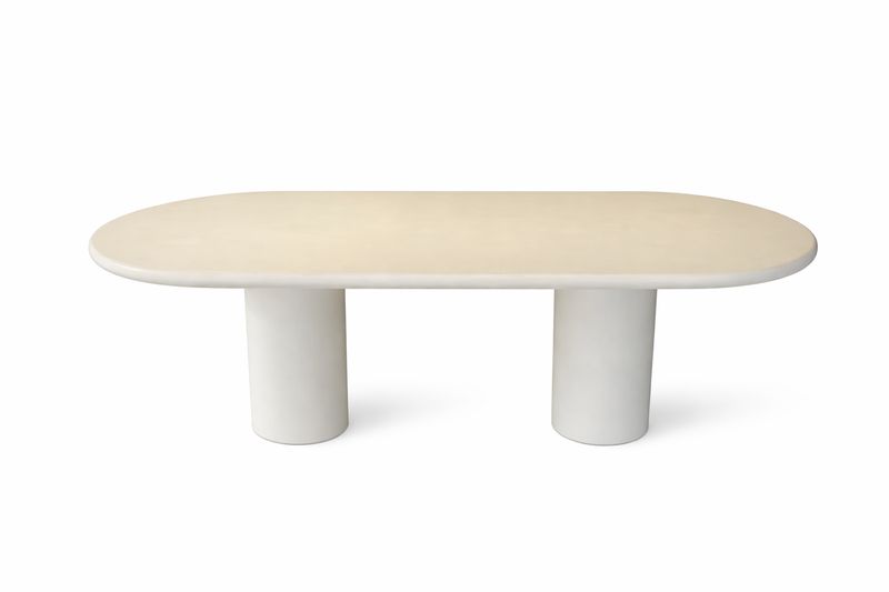 Eettafel Deens ovaal microcement White Pearl