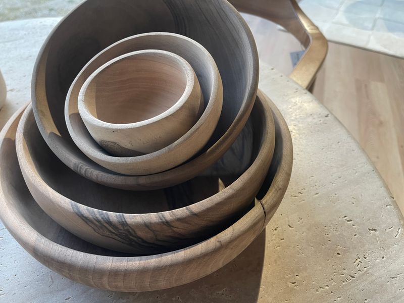 Notenhouten schalen set van 5