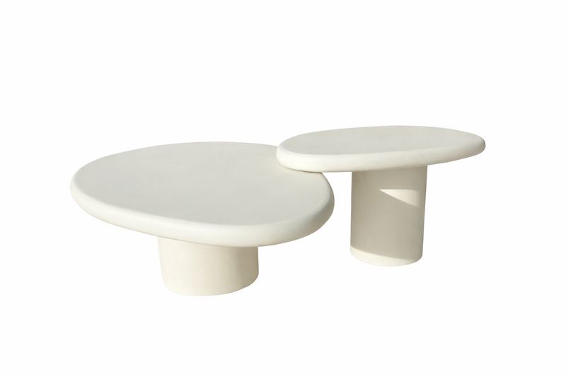 Salontafelset keivorm microcement White Pearl