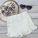 White Ruffled Denim Shorts