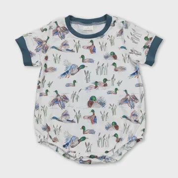Blue Duck Print Boys Romper