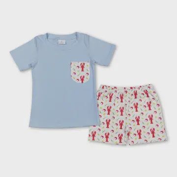 Pocket Top Crawfish Corn Boys Short Set