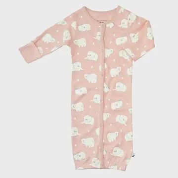 Pattern Print Baby Snaps Gown, Pattern: Animal-Peony