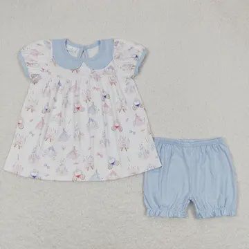 Girls Princess Castle Tunic Ruffled Short Set