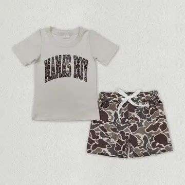 Boys Mama&#39;s Boy Camo Short Set