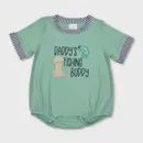 Green Short Sleeve Daddy&#39;s Fishing Buddy Romper Boys