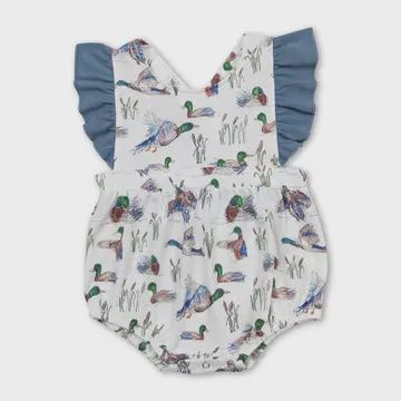 Blue Duck Print Girls Romper