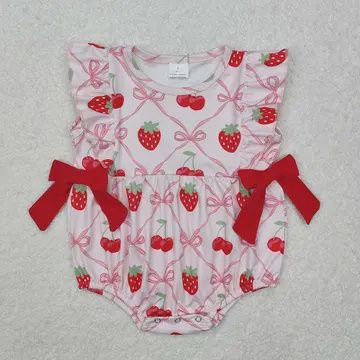 Baby Girl Strawberry Bow Romper