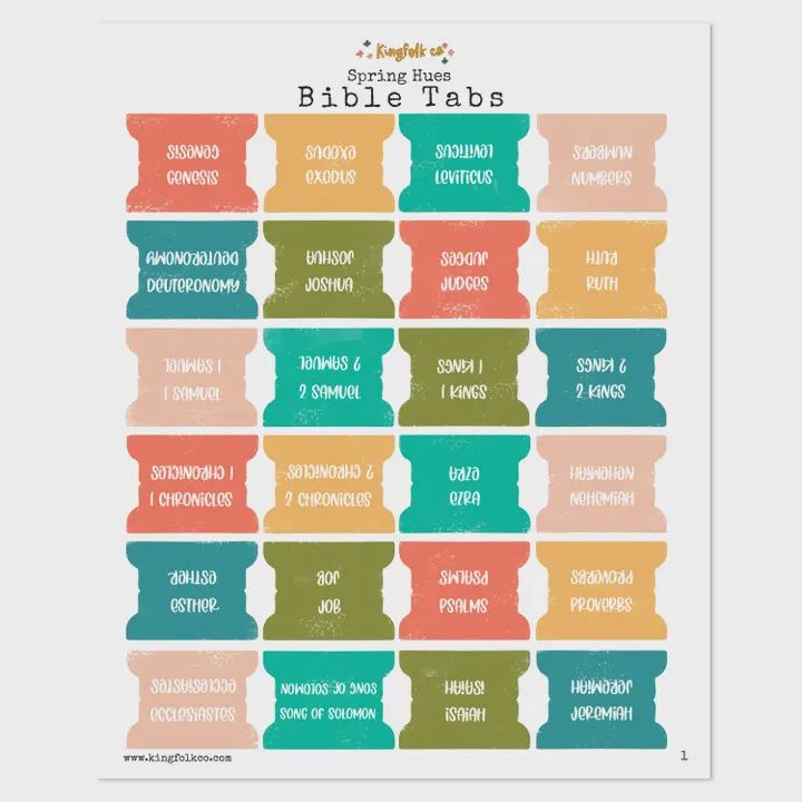 Bible Tabs, Design: Spring Hues