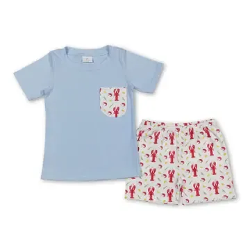 Pocket Top Crawfish Corn Boys Short Set