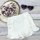 White Ruffled Denim Shorts
