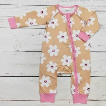 Baby Girl Smiley Flower Zip Sleeper