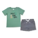 Daddy's Fishing Buddy Stripe Shorts Boys Set