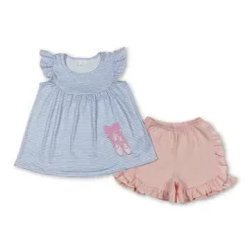Stripe Dance Shoes Tunic Girls Short Set