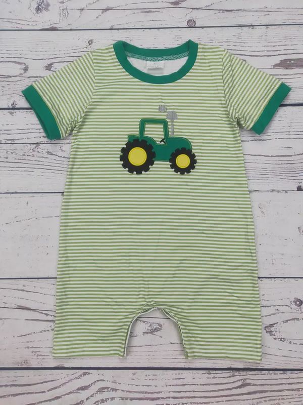 Baby Boy Applique Tractor Romper