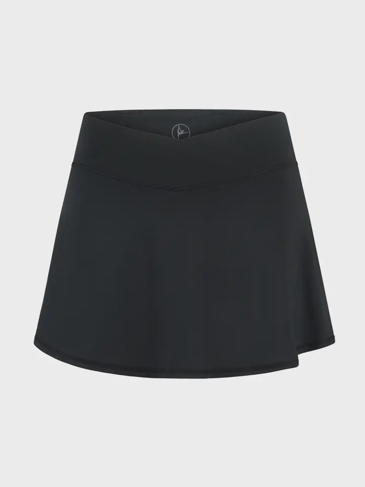 Girls Jersey Crossover Waistband Active Tennis Skort, Colour: Black, Size: S7/8