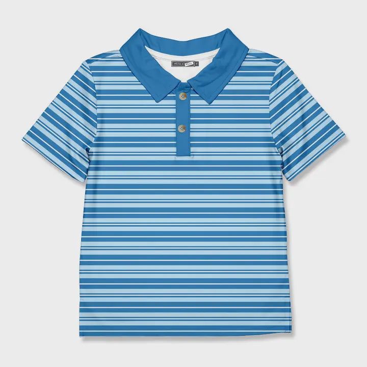 Boys Ocean Blue Striped Polo