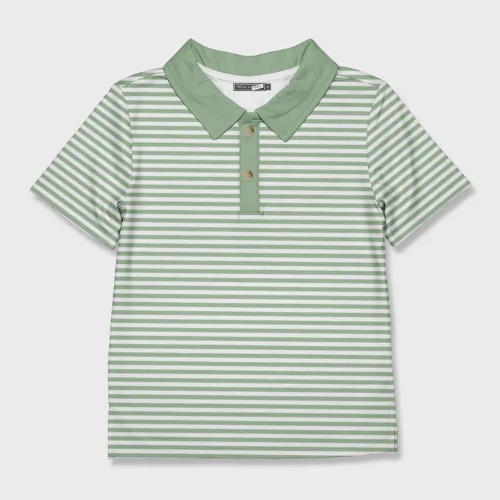 Boys Sage Striped Polo