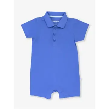 Baby Boys Sonic Blue Pique Polo Romper