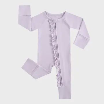 Ruffled Zippered Baby Romper, Colour: Wisteria, Size: Preemie