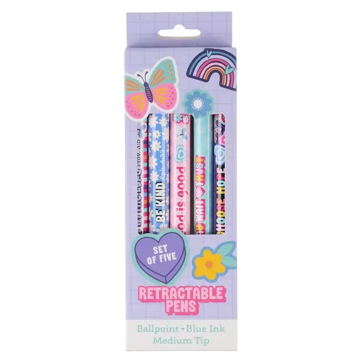 Pen Set 5 Pc Girls Sticker Art