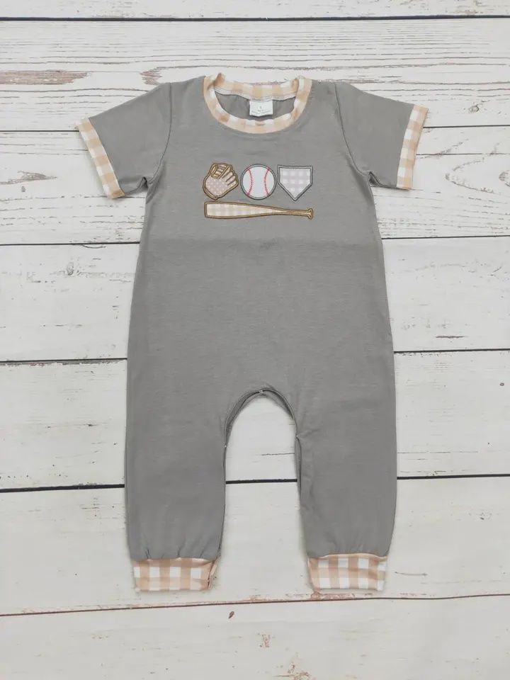 Baby Boy Baseball Appliqué Romper