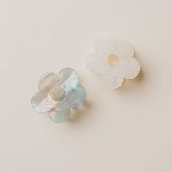 Groovy Flower Claw Clip - Pearl White