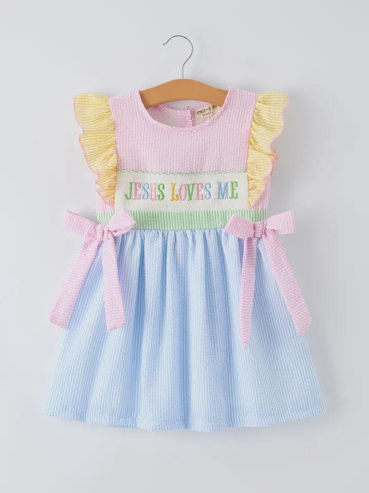 Jesus Loves Me "Embroidered Girls Dress