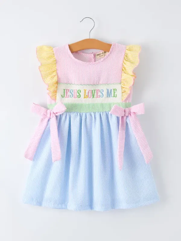 Jesus Loves Me "Embroidered Girls Dress