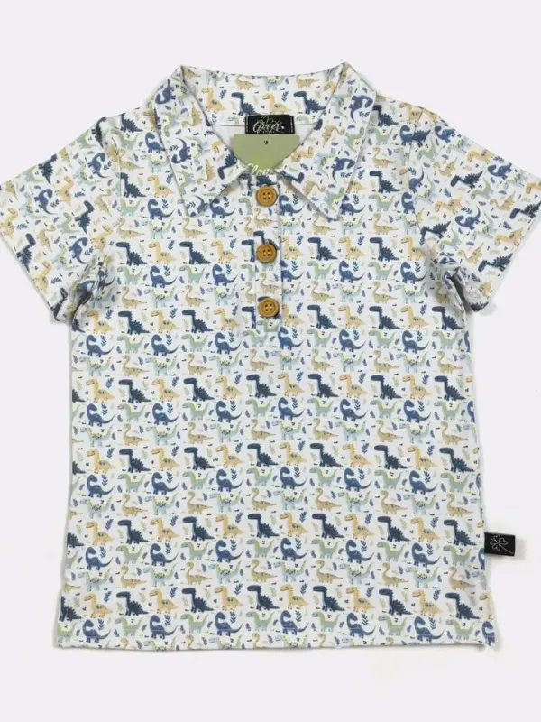 Dino Smiles Boy Collar Shirt