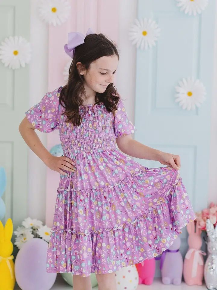 Playful Posy Smocked Ruffle Dress
