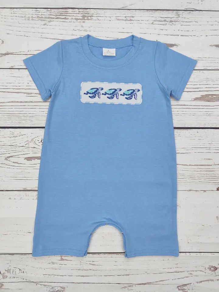 Baby Boy Tortoise Appliqué Romper