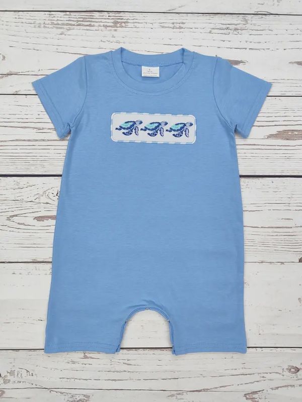 Baby Boy Tortoise Appliqué Romper