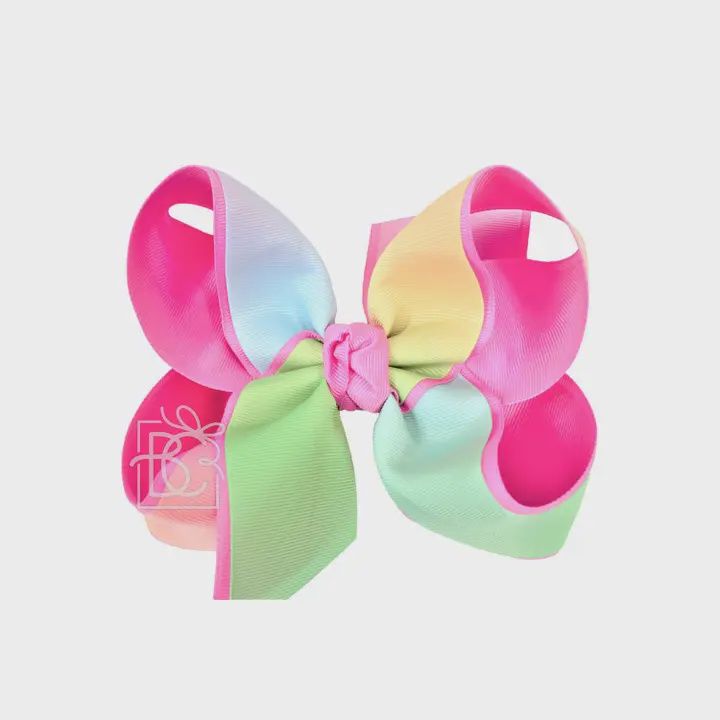 Layered Rainbow Bow On Clip, 4.5" Large