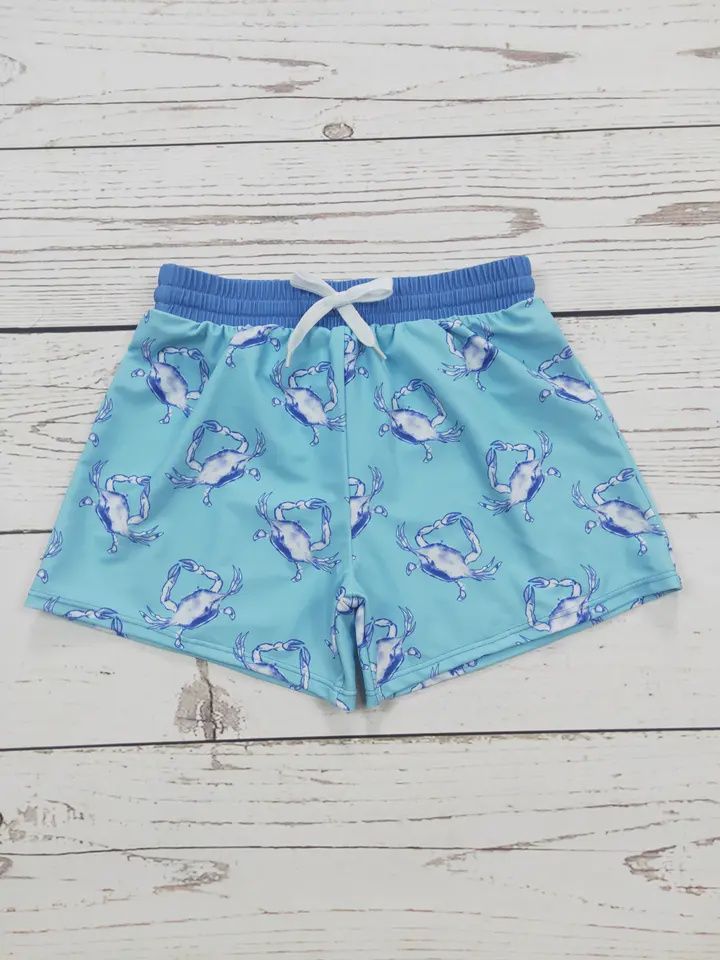 Crab Printed Boys Summer Swim Shorts