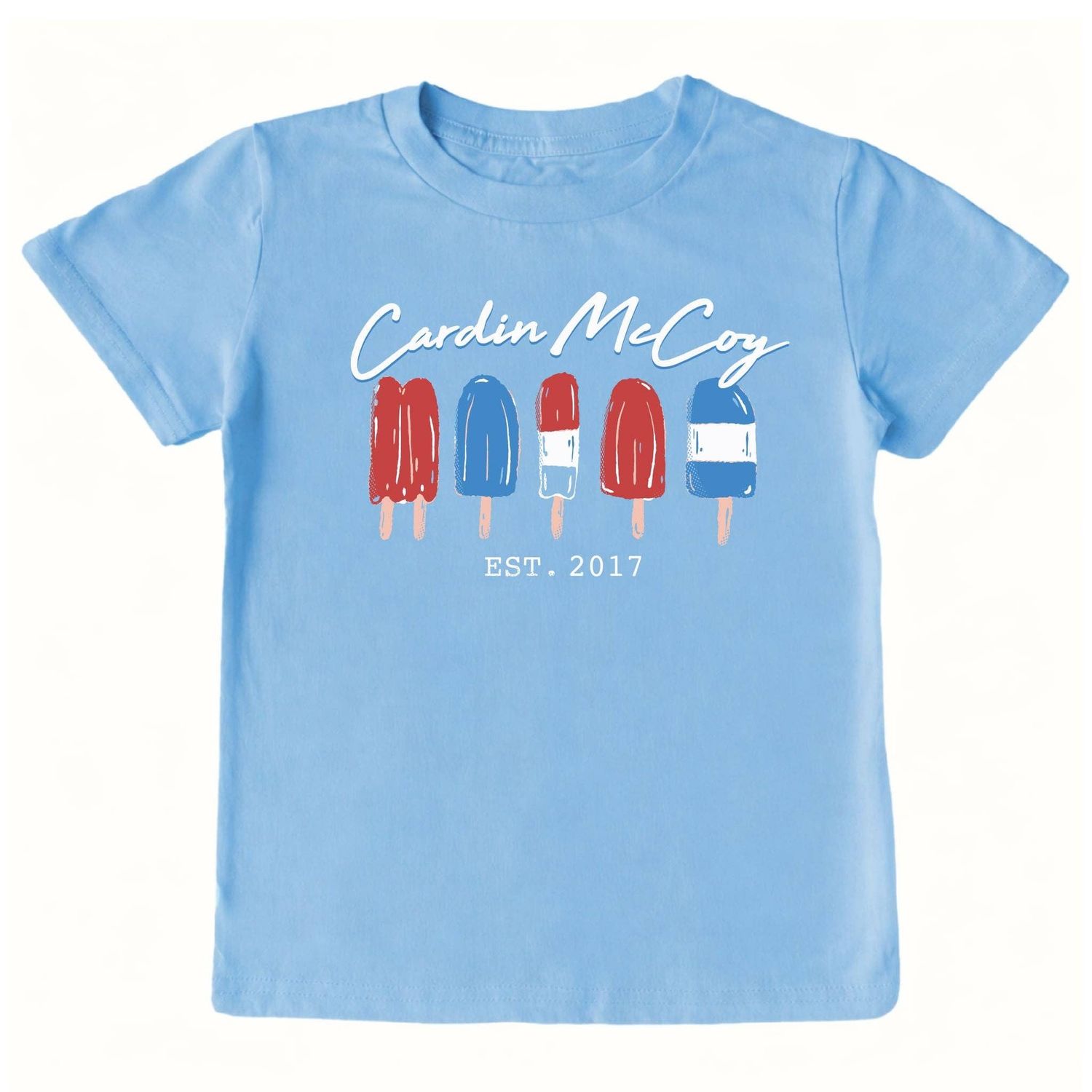 Kids' Popsicles Front Short-Sleeve Tee, Color: Light Blue, Size: M (8/10), Style: Front