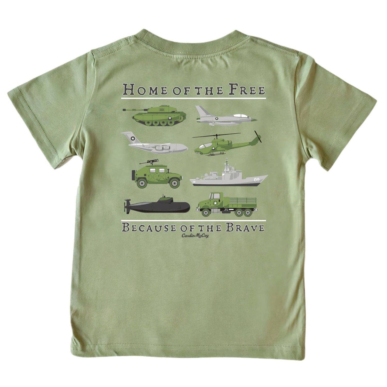 Kids' Home of the Free Short-Sleeve Tee, Color: Light Olive, Size: XXS (2/3), Style: Pocket