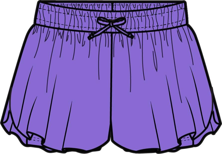 Girls Neon Purple Active Butterfly Shorts, Color: Purple, Size: 5