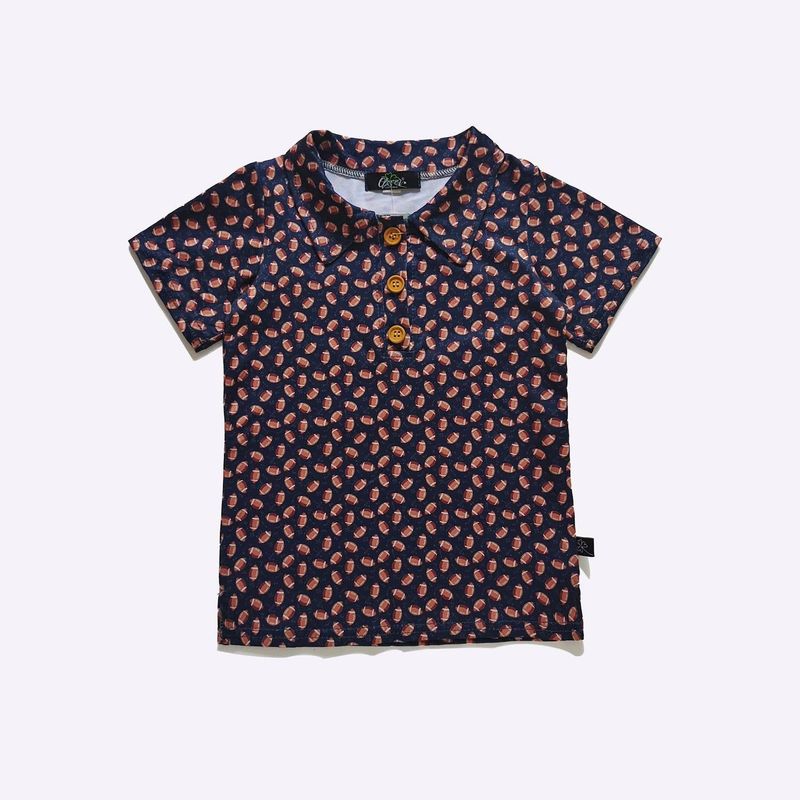 Navy Football Boy Collar Shirt