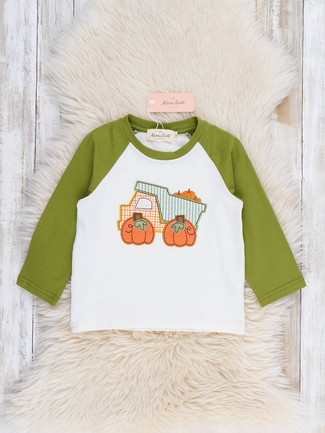 Pumpkin Hauler Crew Embroidered Top, Size: XXS(12/18mos)