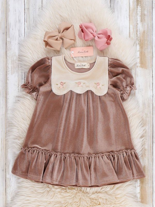 Vintage Embroidered Collar Ruffle Dress