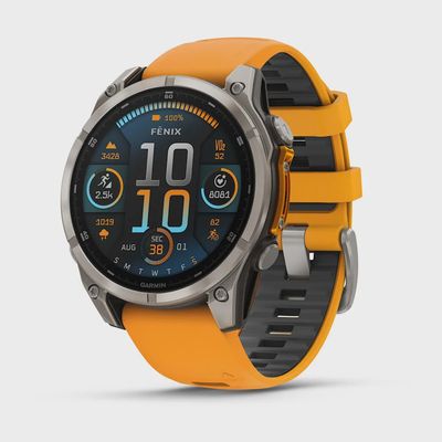 fēnix® 8 – 47 mm, AMOLED Sapphire, Titanium with Spark Orange/Graphite Silicone Band